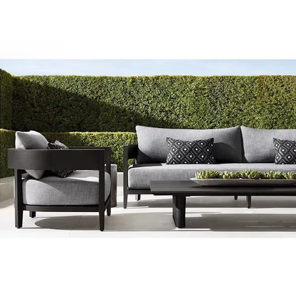Backyard Poolside Lounge Luxury Corner Outdoor Couch Sectional Teak Wood Rattan Rope Aluminum Modern Outdoor Garden Sofa Set