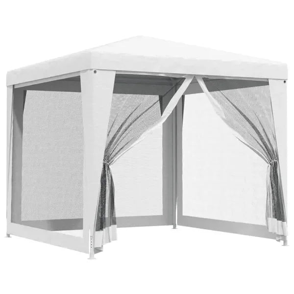8.2x8.2ft Waterproof Outdoor Canopy Tent, White Party Tent 4 Mesh Side Walls, Sun Shelter Wedding, Patio, Camping & Gathering