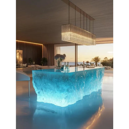 Villa Home Glowing Crystal Island Platform Transparent Resin Glacier Tea Table Art