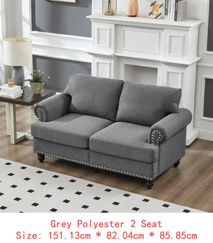 Modern Classic Design 2+3 Seater Loveseat & Sofa Leather Couch, Upholstered Imitation Cowhide Leather in Brown