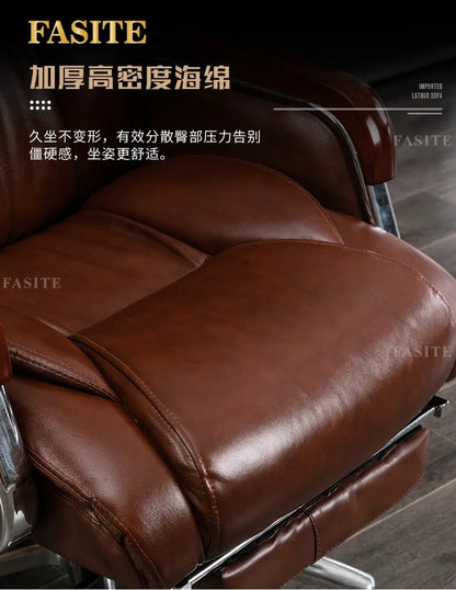 Retro Executive Leather Chair Armchairs Editor Choises Fashion Aluminium Office Chair Working Relax Silla Escritorio