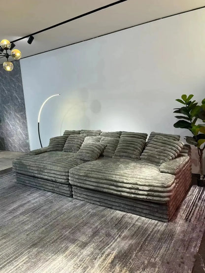 Modern Lazy Sofa Thick Corduroy Cloud Design Extra Wide Seat Depth Vacuum Compressed Packaging Easily Create a Cozy Corner