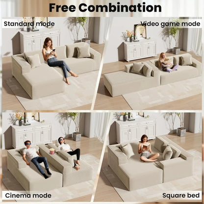 108" Cloud Sectional Couch Sofa with L-Shape Chaise, Modular Sectional Couch with Deep Seat for Living Room Bedroom