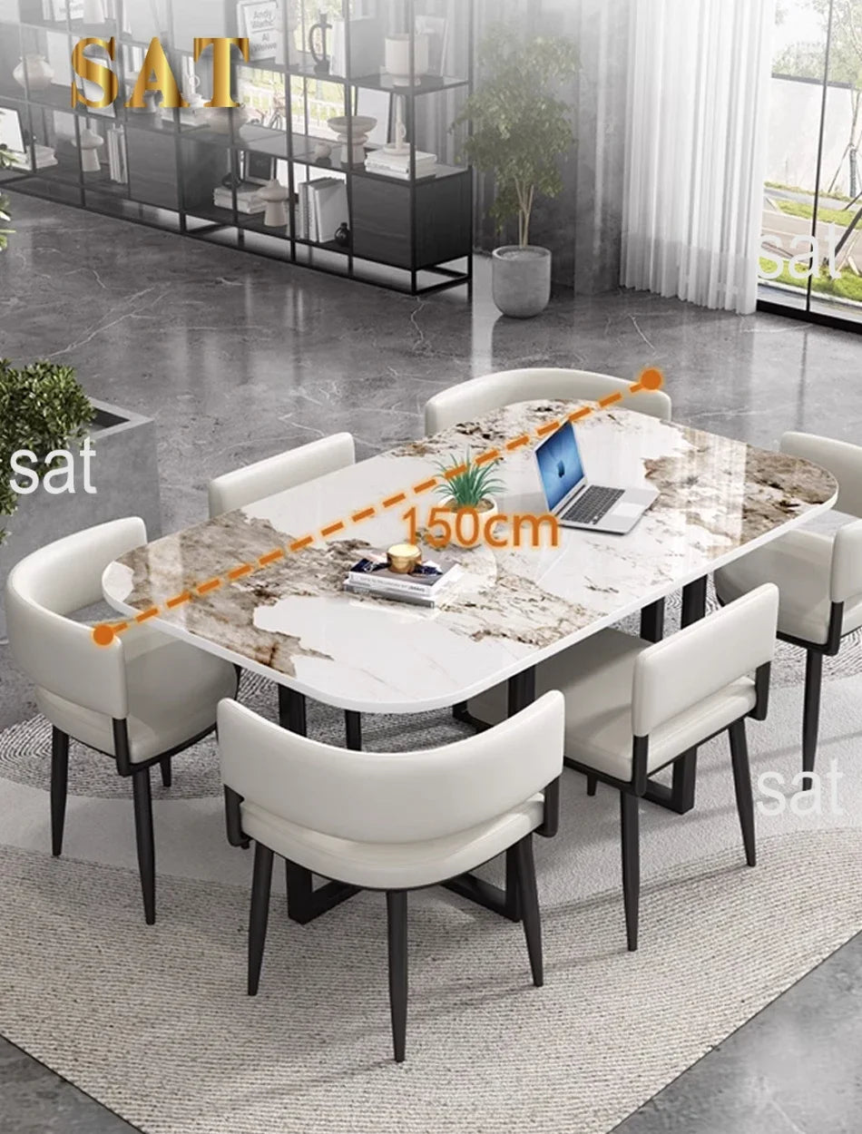 Minimalist   Marble Top Dinning Table 6 Seater Modern Restaurant Home Dining Room And Chairs Sets