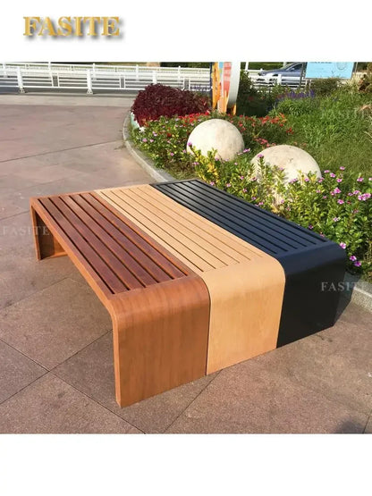 Banc extérieur chaise de parc banc Anti-corrosion bois motif carré jardin cour chaise