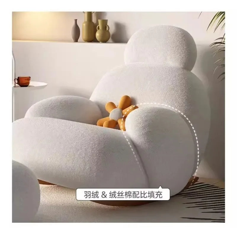 Leisure rocking chair recliner hotel balcony household living room bedroom wooden fabric adult lazy sofa