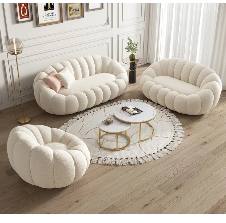 Pumpkin Lazy Sofa Sleeping Lying Apartment Living Room Balcony Leisure Rotating Lamb Fleece