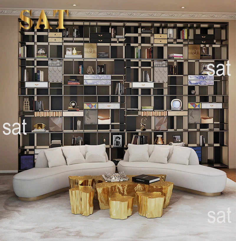 Italian Designer Luxury Living Room Sofa Set Villa Modern Couch Metal Base Velvet Curved Home Hotel Living Room Furniture