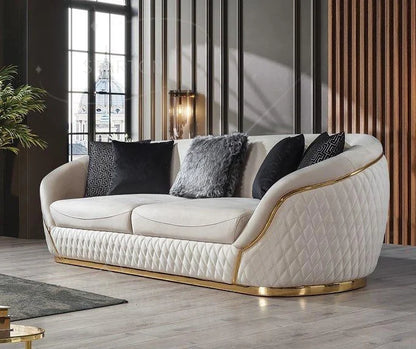 High Quality Luxury 2-3 Seater Stainless Steel Lounge Sofa Velvet Upholster Couch for Home & Hotel Home Furniture Set