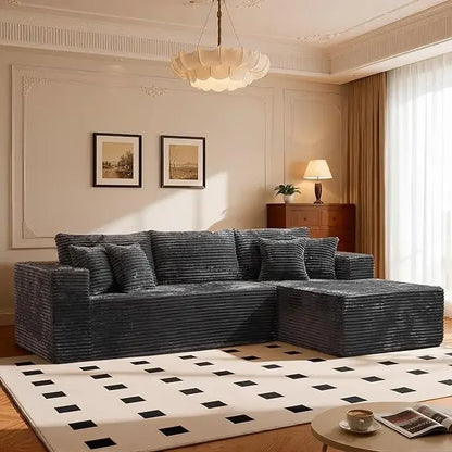 108" Luxury Modular Cloud Sofa – 100% High-Density Foam Sectional, Oversized Convertible L-Shaped Sofa Bed with Plush Fabric