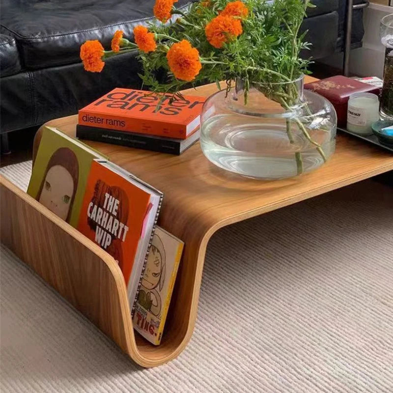 Customizable Solid Wood Coffee Table Modern Bentwood Room Desks Portable Low Center Tea Table  Living Room Furniture