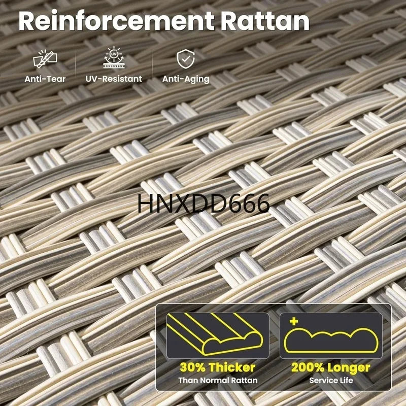 5 Pieces Outdoor Sectional Sofa Couch with Comfy Cushions Deep Seat, Modern Modular Wicker Rattan Conversation Set