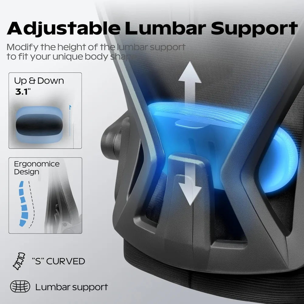 High-Back Ergonomic Office Chair with Headrest and Adjustable Armrests for Comfortable Home Desk Use