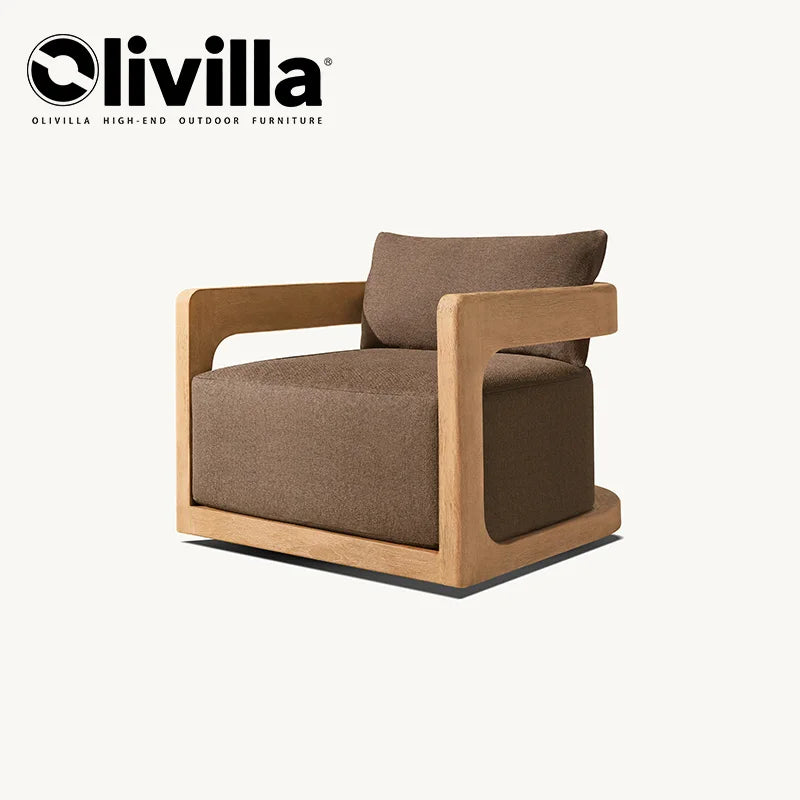 Leisure Open-air Courtyard Sofa Teak Villa Homestay Hotel Modern Outdoor Furniture Combination Waterproof Garden Wooden Sofa Set
