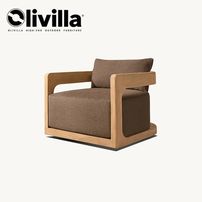 Leisure Open-air Courtyard Sofa Teak Villa Homestay Hotel Modern Outdoor Furniture Combination Waterproof Garden Wooden Sofa Set