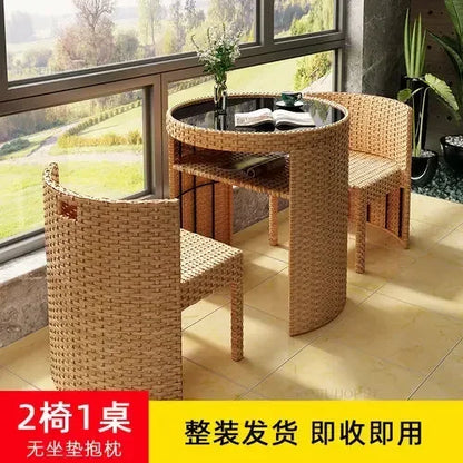 Nordic Outdoor Furniture Rattan Garden Furniture Sets Minimalist Dining Table Chair Set Courtyard Balcony Table and Chair Set XX