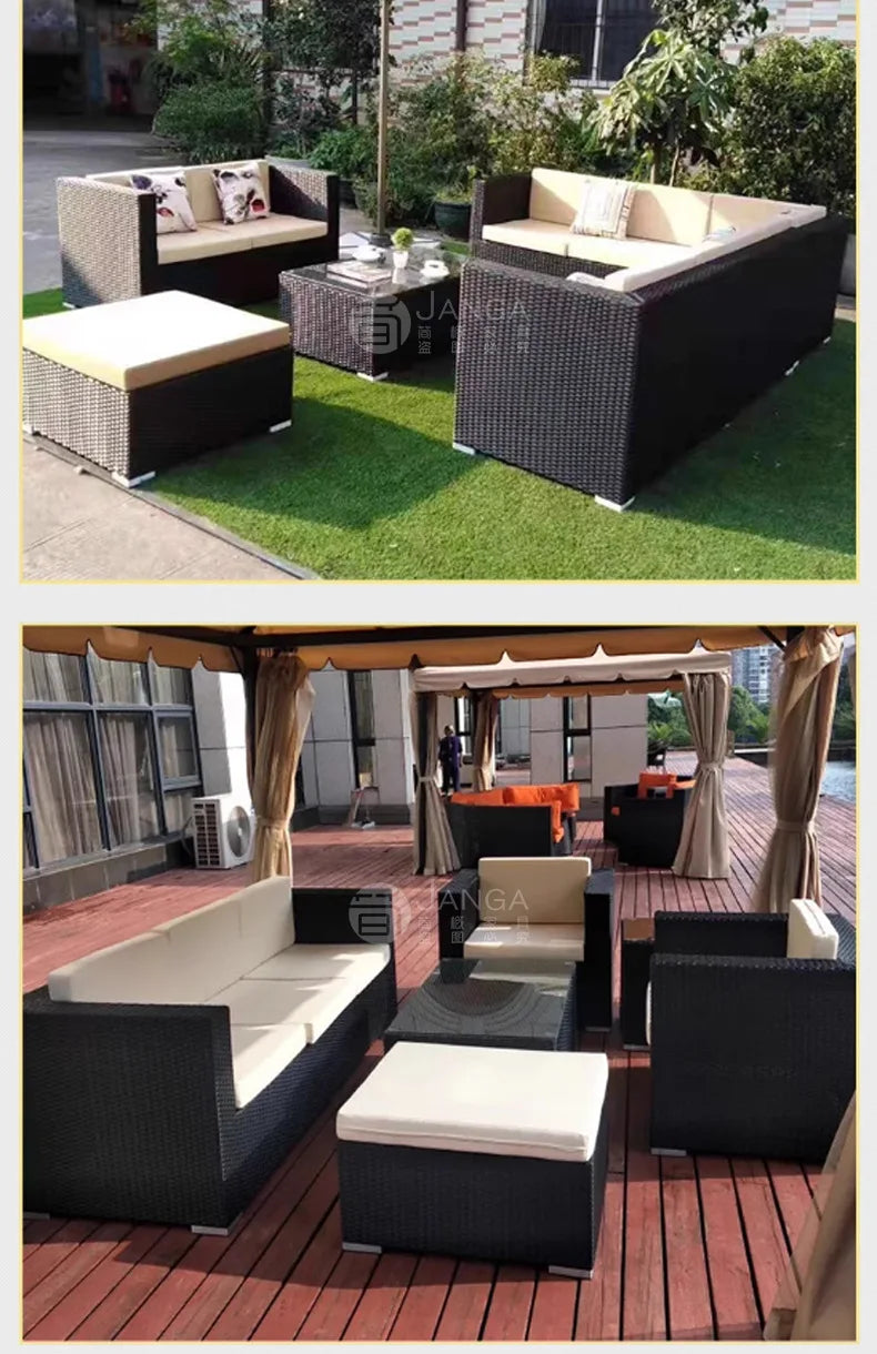 Outdoor villa courtyard sofa hotel B & B terrace waterproof sunscreen sofa furniture indoor and outdoor rattan weaving