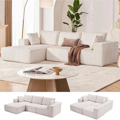 108” Modular Sectional Sofa, Cloud Sectional Couch with Deep Seat, Modern Modular L-Shape Sofa Couch with Chaise,Upholstered Bon