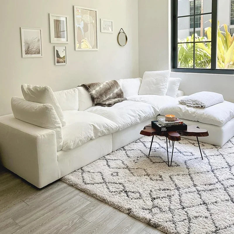 Living Room Furniture Fabric Sectional Couch Sofa Set Modular White Big Corner Group Sofa