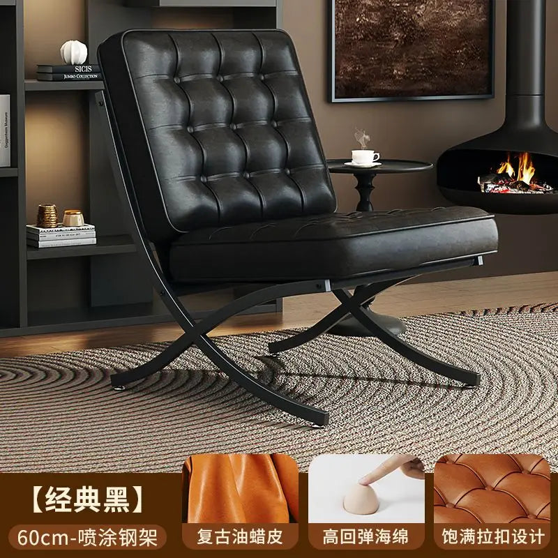 Black Metal Living Room Chairs Balcony Throne Relax Reading Modern Room Decor Fashion Chairs Comfortable Sillones Home Design