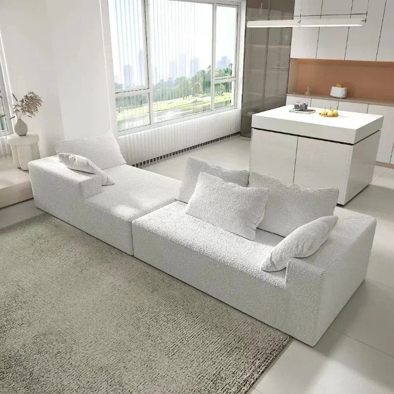 Vacuum Compression Sofa, Nordic Splicing Combination Sofa Bed, Beige/beige Cashmere and Rabbit Fur Are Optional, Customizable