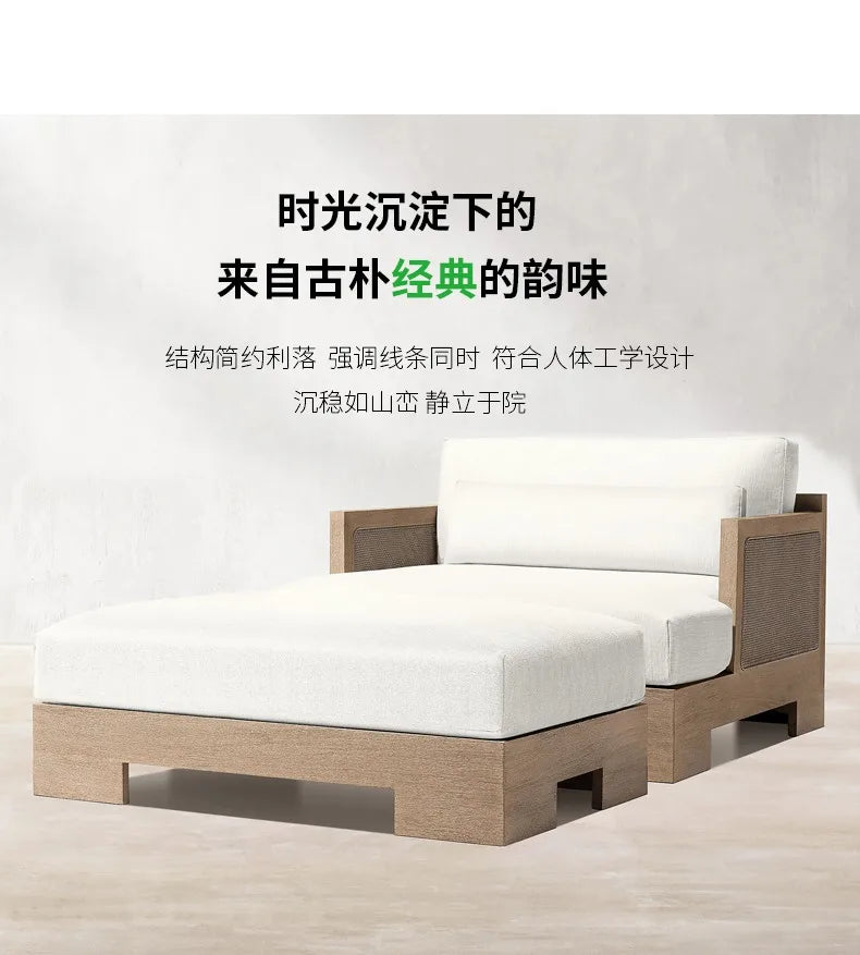 Customizable outdoor teak sofa patio rattan chair