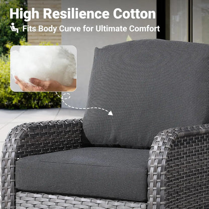 2-Piece Patio Furniture Set, Outdoor Wicker Sofa with Chairs, High Back Rattan Chair with Comfy Cushions for Porch, Customized