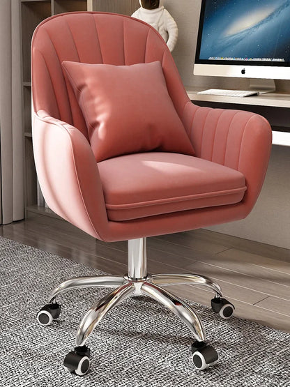 Cute Desk Chair For Girls Pink Ergonomic Computer Swivel Chair Adjustable Height Plush Padded Study Chair Bedroom Dorm Office