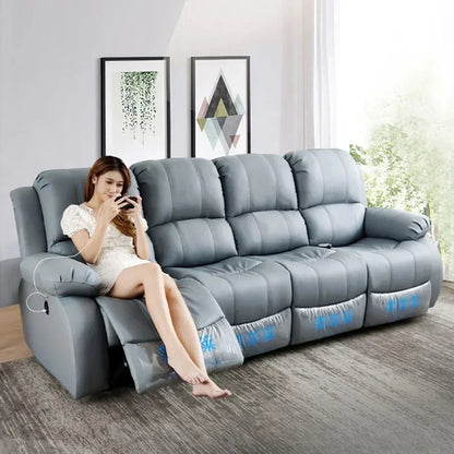 Manual / Electric Recliner Sofa Genuine Leather Couch for Livingroom Theater Seat Cinema Recliner Multifunctional Sofa