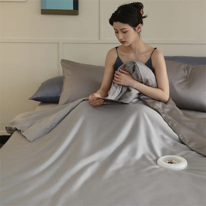 Mulberry Silk Bedding Set Luxury Natural 100% Silk Duvet Cover Set Bed Sheet Pillowcase Single Double Bedsheet King Queen Size
