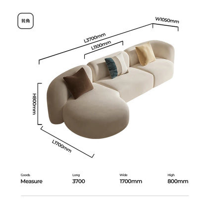 Italian Sofa Living Room Simple Fabric Affordable Luxury Fashion Special-Shaped Arc Cream Style Corner Combination
