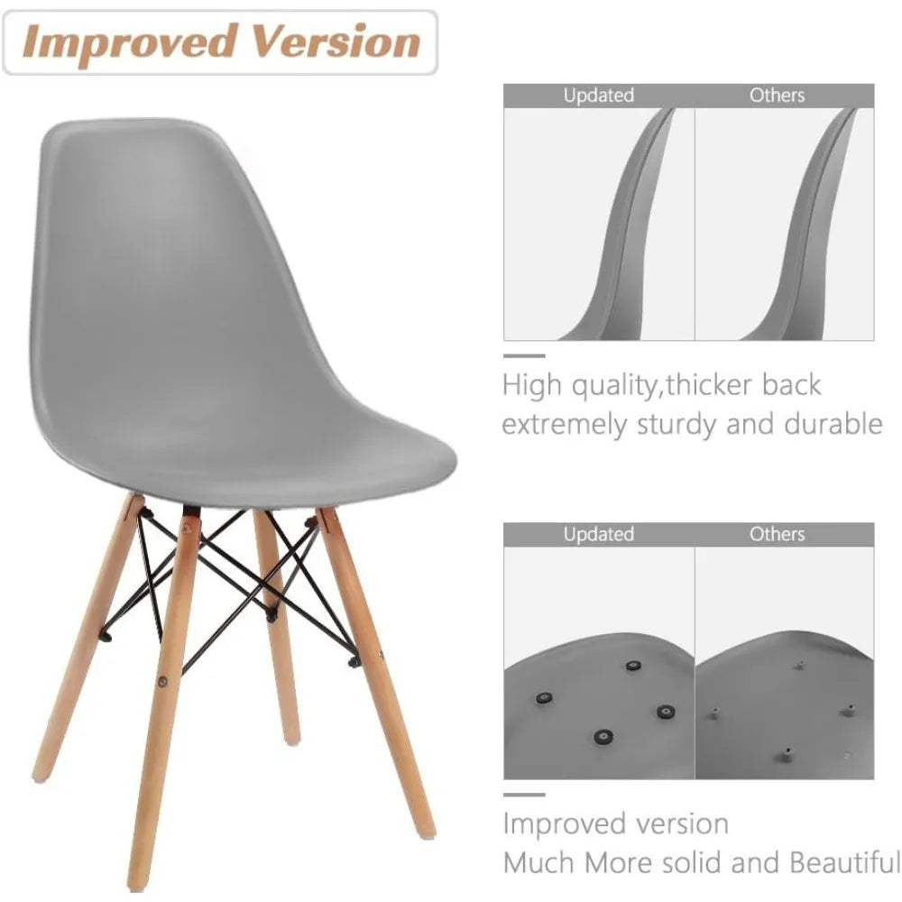 Furmax Modern Style Dining Chair Mid Century Modern DSW Chair, Shell Lounge Plastic Chair for Kitchen Chairs Set of 4(White)