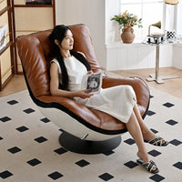 Medieval oil wax leather single sofa chair living room balcony leather casual lazy can lie down designer high-end single chair