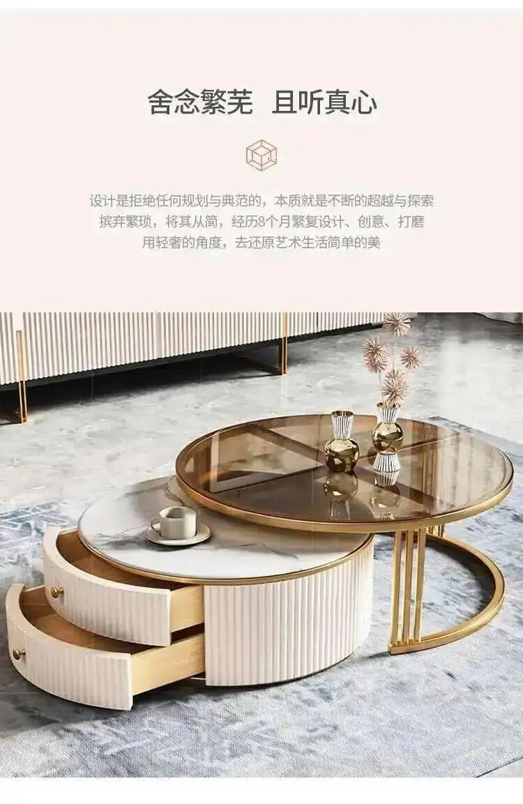 Effect Nordic Marble Luxury Side Coffee Tables Mesa Living Table Room Korea Glass Beautiful Cute De Centro De Sala Furniture