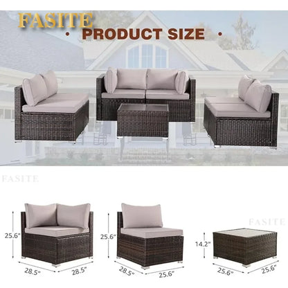 7 Pieces Patio Furniture Set Sofa Chair