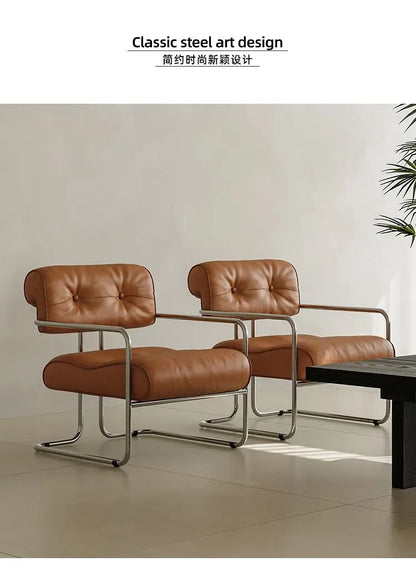 MOMO Antique Style Sofa Chair Living Room Designer Simple Single Chair Hotel Club Bauhaus Negotiation Stainless Steel Chair