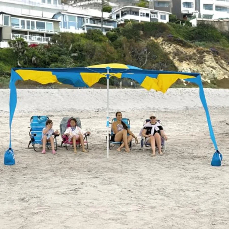 Shark FIN Shade Beach Tent Wind Sun Canopy Portable Easy Set Up UPF 50+ No Assembly Required 3-30 MPH - 1 to 8 People - Tie Dow