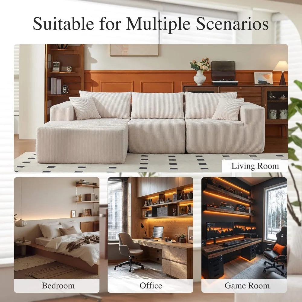 Cloud Modular Sectional Couch, Modern L Shaped Sofa, Memory Foam Compressed Sofa, Boneless Couch Perfect for Living Rooms a