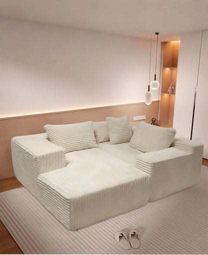 L-Shaped Sectional Couches for Living Room with Memory Foam, No Assembly Convertible Sofa Bed, Corduroy Fabric Customized