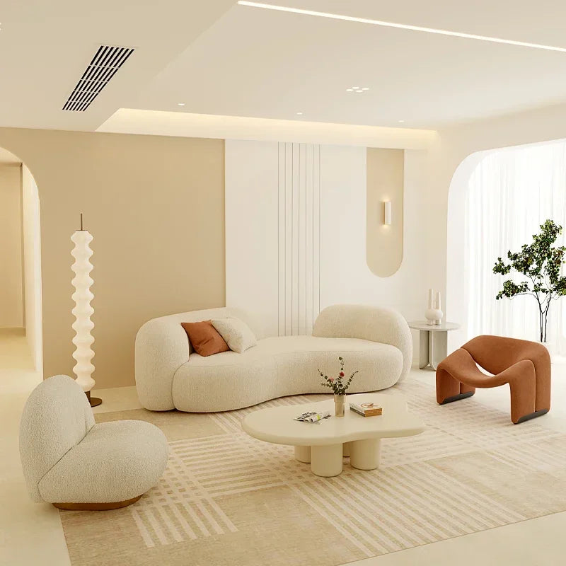 Cream wind sofa, new reception curved sofa in the living room