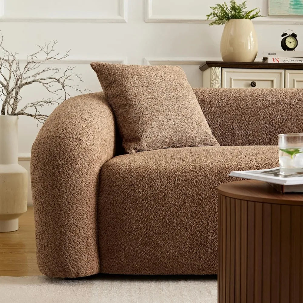 103" Modern Curved Sofa | Boucle Luxury  3-Seater, Modular, No Assembly (Home/Office)