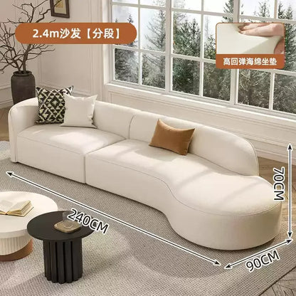 Modern Relaxing Curved Reception Cream Aesthetics Simple Living Room Sofa Minimalist Rest Light Luxury Muebles Home Furniture