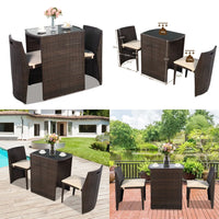Garden Furniture Sets3PCS Outdoor Rattan Coffee Table Set No Assembly Needed Modern Patio Dining Furniture