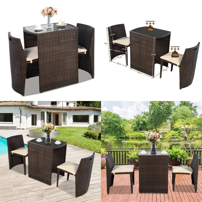 Garden Furniture Sets3PCS Outdoor Rattan Coffee Table Set No Assembly Needed Modern Patio Dining Furniture