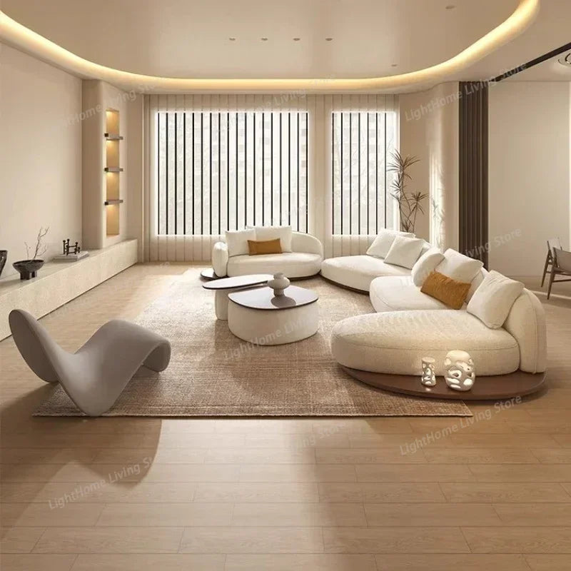 Living Room Coffee Table Designer Creative Three-person Log Style Furniture Modern Simple Modern Morocco Fabric Sectional Sofas