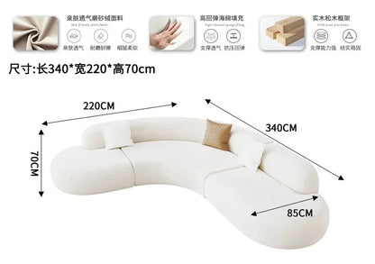 L-shaped corner curved special-shaped sofa small apartment beauty salon hotel office lobby lounge area reception