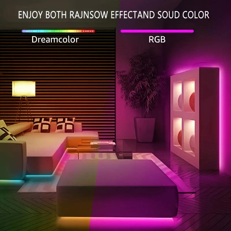 WS2812B LED Strip Lights 1-20M 5V RGB IC Music Sync Color Changing Magic Color Flexible Ribbon for Bedroom Kitchen TV Backlight