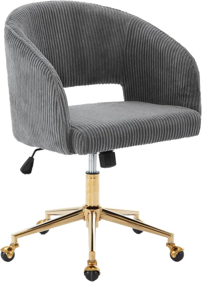 Home Office Chair Swivel Velvet Desk Chair Accent Armchair Upholstered Modern Tufted Chairs with Gold Base for Girls Women