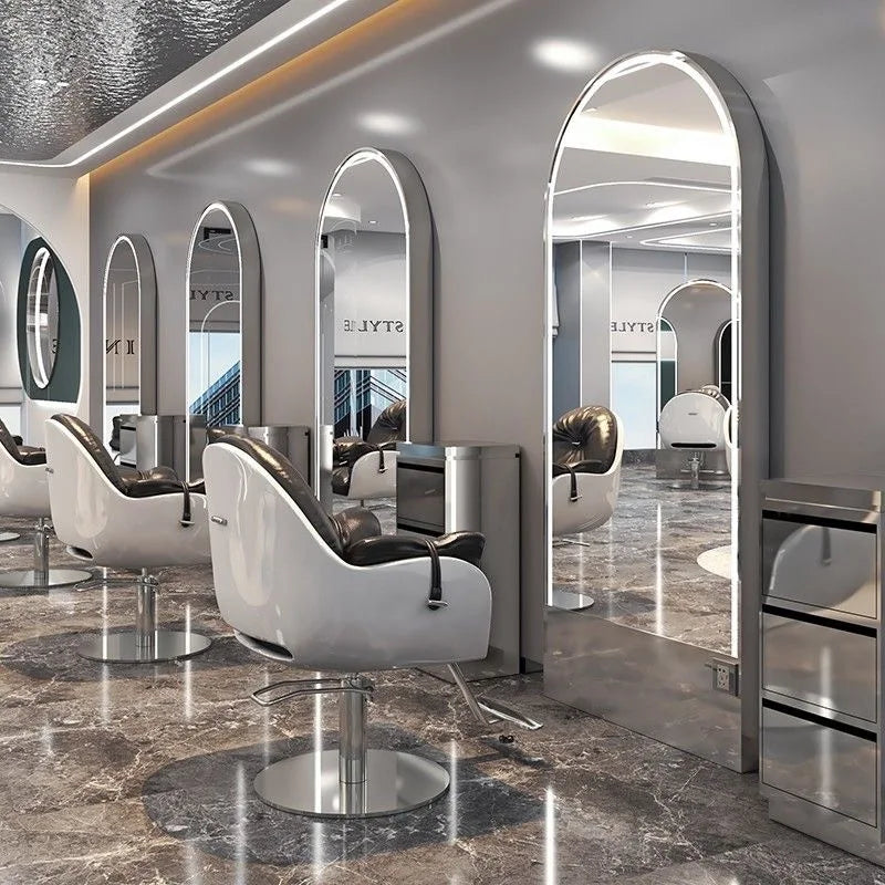 HJ Barber Shop Mirror Quick Cut Special Mirror Hair Salon Internet celebrity hair salon Full Lamp Mirror