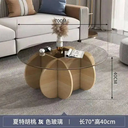 Table basse ronde en verre trempé résistant aux hautes températures, style luxe léger et créatif, stable, pour salon et maison